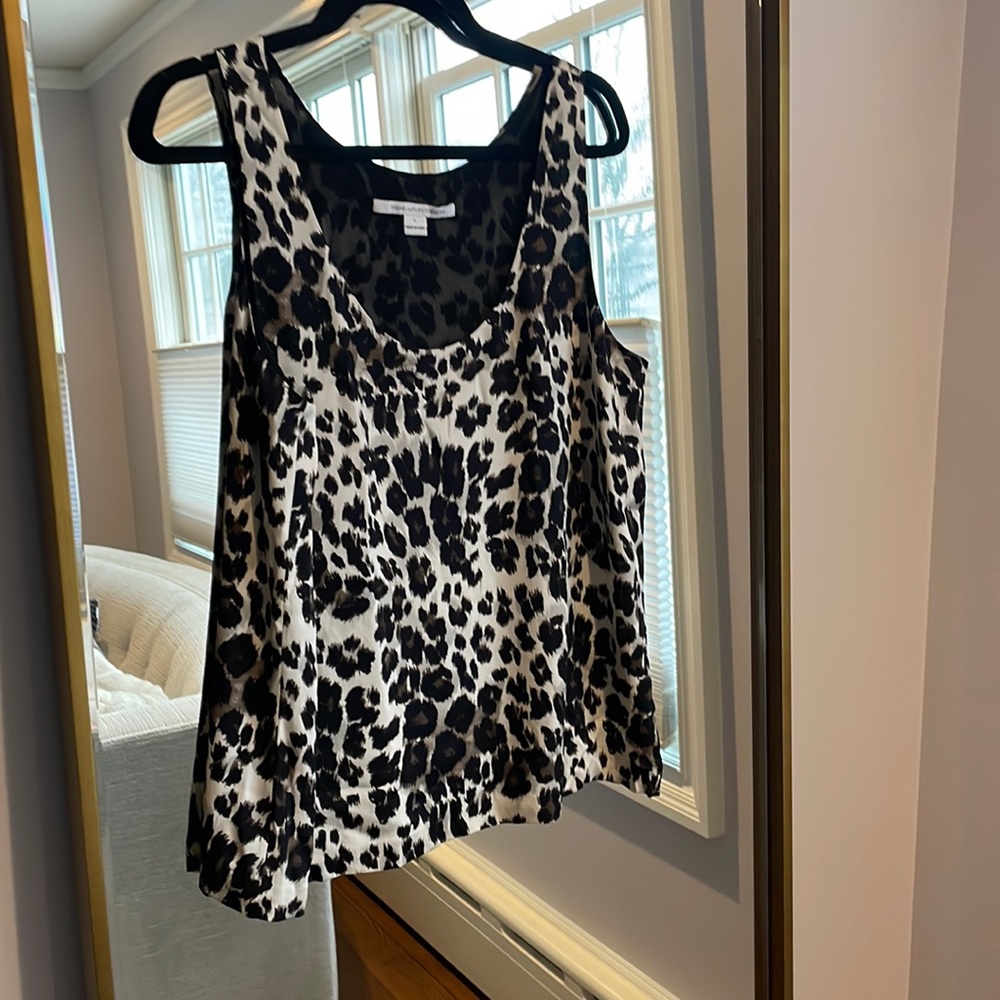 DVF silk animal print shell